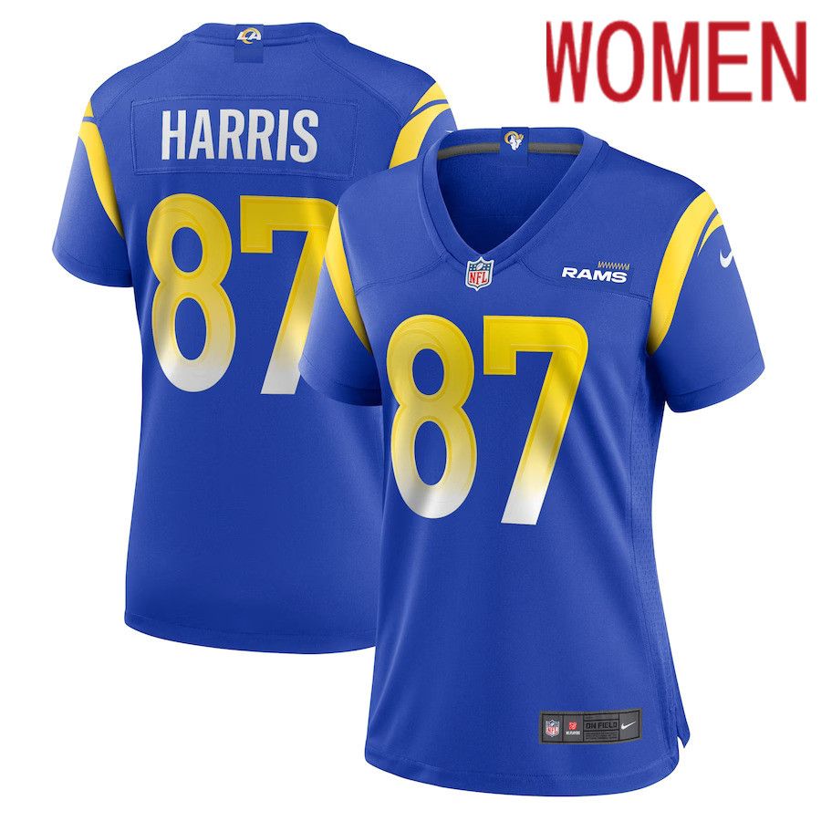 Women Los Angeles Rams #87 Jacob Harris Nike Royal Game Player NFL Jersey->women nfl jersey->Women Jersey